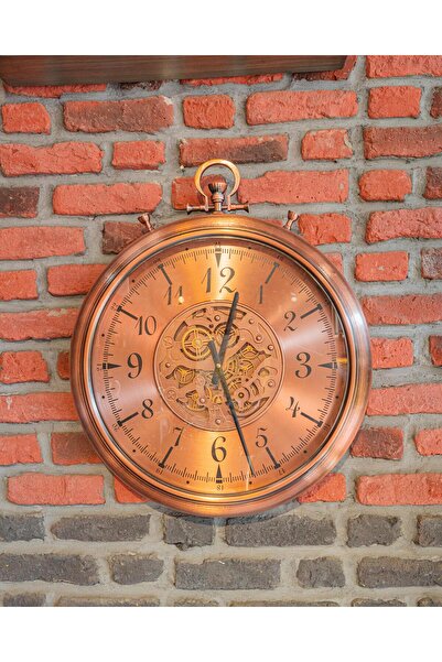 Sembol Aksesuar Bronz Dekoratif Duvar Saati 52x61 cm