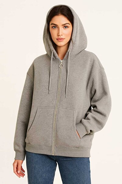 gigigiyim سترة ذات لون واحد بغطاء للرأس وثلاثة خيوط للجنسين