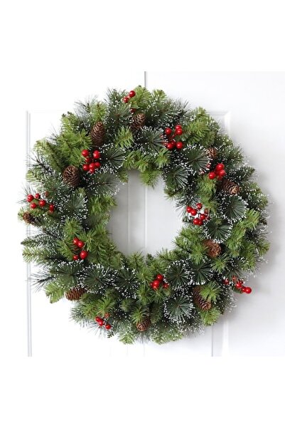 GOLD MARKET Coroană de Crăciun din brad artificial, decorată cu merișoare și ...