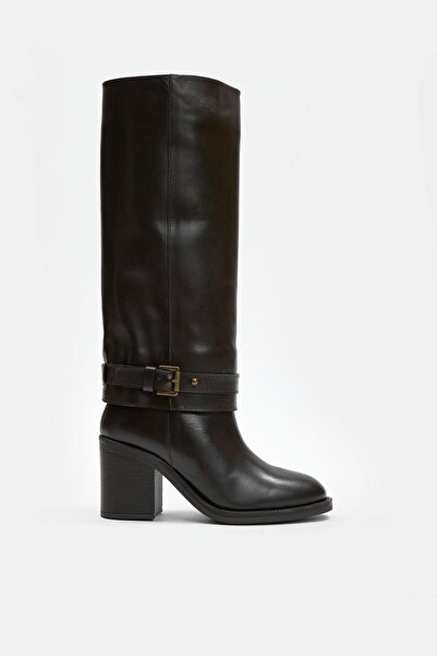 NILUFARR Martinez Bitter Brown Genuine Leather Heeled Boots