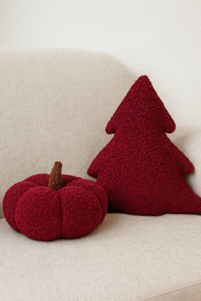 Madame Clean Home Teddy Decorative Pine Tree and Pumpkin Pillow and Inner-Filled Cushion