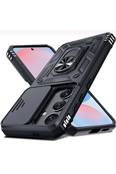 m.tk moveteck Samsung Galaxy S25 Fe Kılıf Kamera Korumalı Sürgülü Yüzüklü Arm...