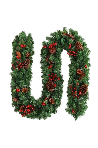 GOLD MARKET Ghirlandă de Crăciun, brad artificial, decorată cu merișoare și c...