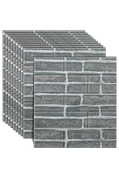 GOLD MARKET Set 10 plăci de tapet 3D autoadezive, imitație cărămidă, impermeabile, 35 x 38,5 cm, gri deschis