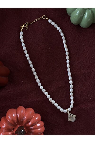 Butik Drop Stone Pearl Necklace