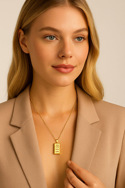 Mareluxe Gold Bar Minimal Külçe Altın Kolye 316L Paslanmaz Çelik Zarif Kadın ...