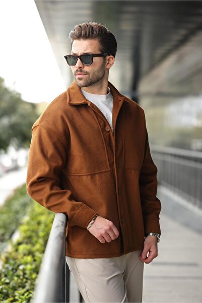 Madmext Kahverengi Kaşe Gömlek Erkek Ceket E6765