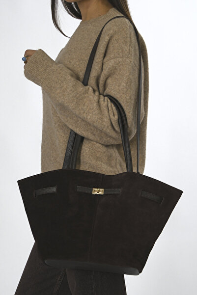 ABBRA Women's Real Suede Belted Lined Bag