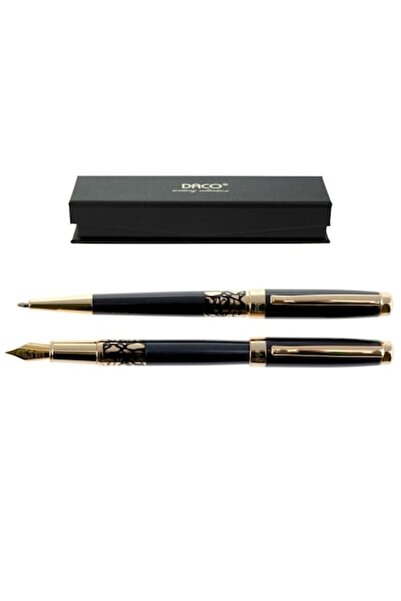 Daco Set stilou și stilou cu peniță - peniță Iridium F, rezervă Parker 1 mm, negru
