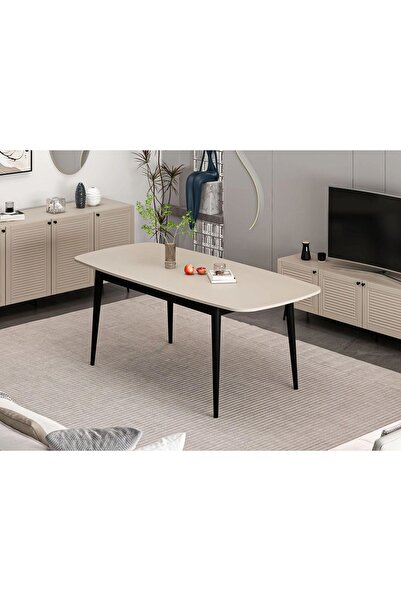 Minar Kale Pandor Açılır Yemek Masası Kumtaşı/Siyah