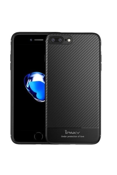 SOHO Carcasă IPAKY din fibră de carbon pentru Apple iPhone 8 Plus - Neagră