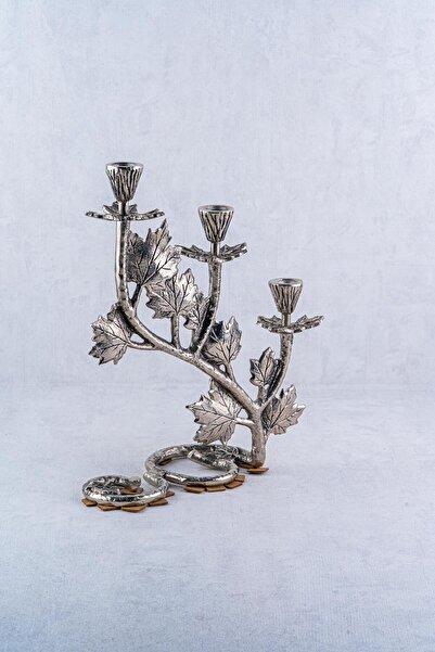 LAMEDORE Leaf 3'lü Nikel Antik Mumluk 30,5x23x33 cm