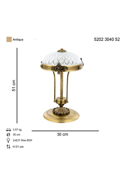 HubRom Veioza HubRom, YENI LOST 5202-3040-52 50x30xHmax51 cm 3xE14-40W Antiq