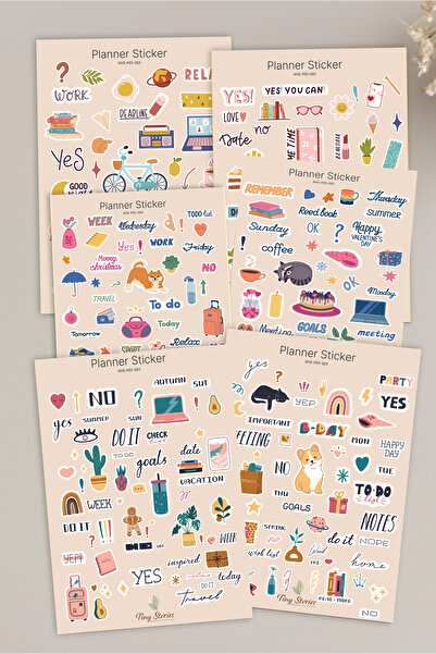 tinystoriestr Planlayıcı Sticker Seti - 6 Sayfa / Scrapbook