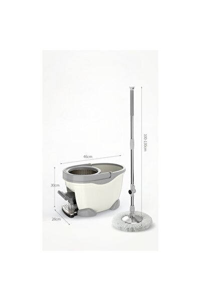 GOLD MARKET 360° rotating mop set, pedal bucket, stainless steel telescopic handle, 2 cotton heads,