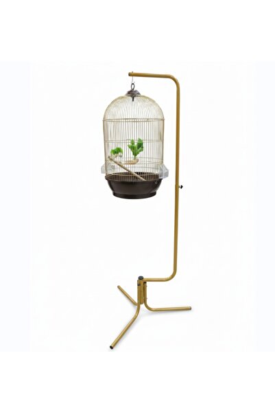 Other Round Metal Bird Cage Set in Gold Color with Cage Stand