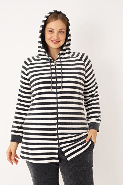 İntensive Σετ αθλητικής φόρμας με ριγέ κουκούλα με φερμουάρ και μακρυμάνικο κάτω μέρος