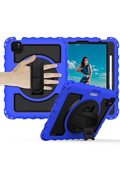 OEM Hard silicone case with strap & stand for iPad Air 4 (2020) and iPad Pro 11 (2018) - Blue