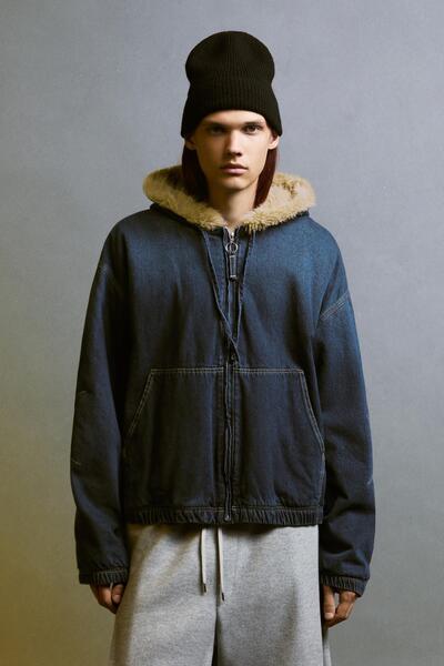 Bershka Suni kürk yakalı denim ceket