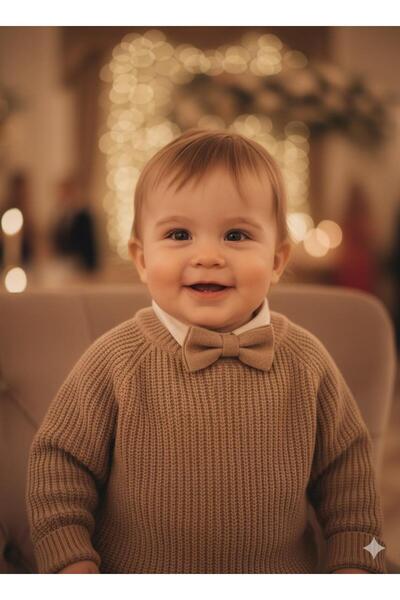 meriç bebe - bütün çocuklar melektir. mrc سترة أطفال محبوكة بدون خياطة بأكمام راجلان وياقة دائرية للأطفال من 6 إلى 24 شهرًا