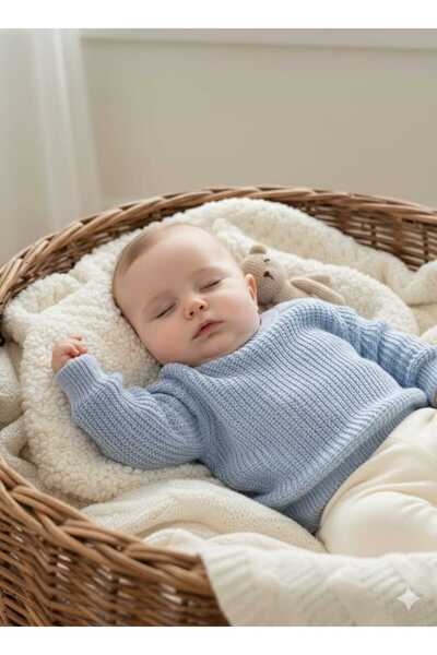 meriç bebe - bütün çocuklar melektir. mrc سترة أطفال محبوكة بدون خياطة بأكمام راجلان وياقة دائرية للأطفال من 6 إلى 24 شهرًا