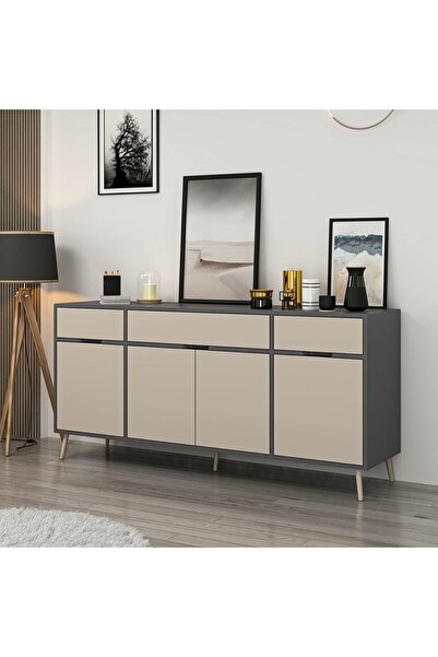 Minar Elina Ayaklı Konsol - Antrasit/Kumtaşı