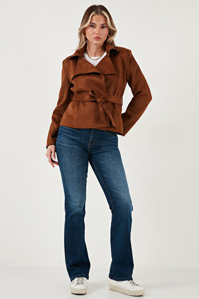 Lela Μπουφάν με ρυθμισμένη εφαρμογή διπλό πέτο με λαιμόκοψη και υφή σουέτ με ζώνη ΜΠΟΥΦΑΝ 6839640