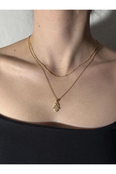 Sirena Accessories Meryem Ana Eli Yeşil Zirkon Taş Detaylı Gold Kaplama Çelik...