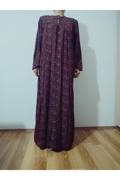 hoaryage Халат с дълъг ръкав, 100% вискоза, флорален принт, майчина рокля, молитвена рокля, рокля с хиджаб