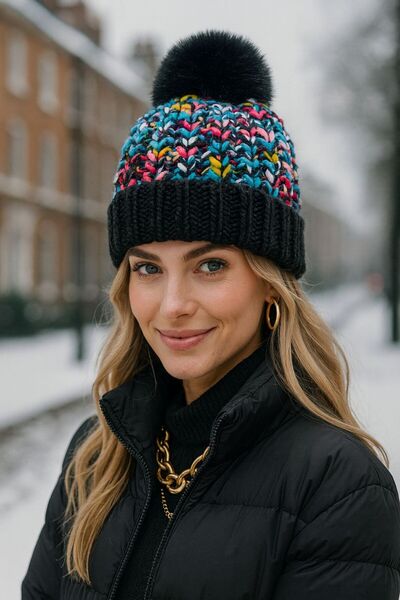 MARBERRY قبعة نسائية سوداء محبوكة