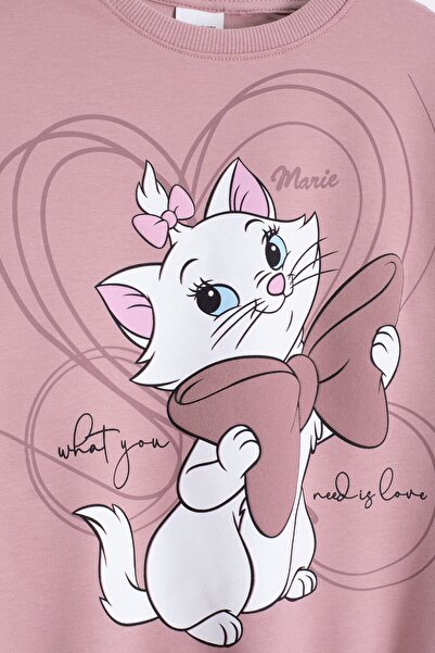 Cansın Mini Gül Kurusu Sevimli Kedi Baskılı Kız Çocuk Eşofman Takımı 22761