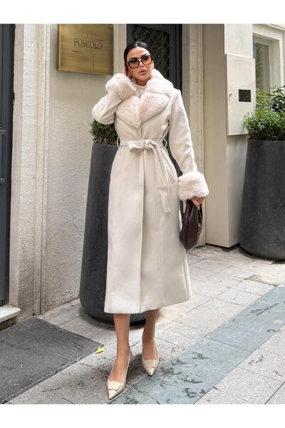 bykadriyeyılmaz Worina Kürk Yaka Detaylı Kaban Bej