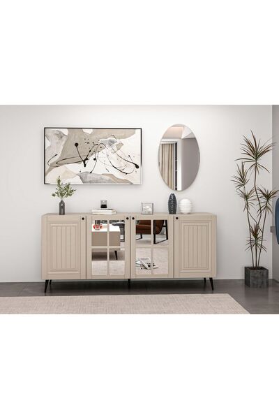 Minar Kale Cam Kapak Aynalı Konsol İlkbahar Kumtaşı Aynalı Kumtaşı