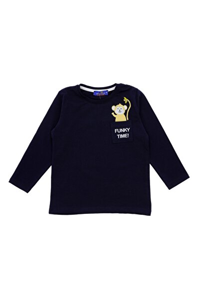 Atabay Kids Atabay 83-10-25 Men's Bluz with Pockets Funky Time Printed 36/1 Single Jersey 1/4 Year Old