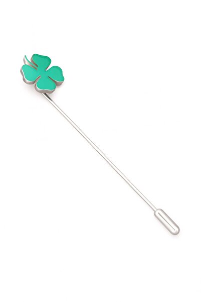 6AM Ceremony Broșă de rever din argint cu trifoi verde norocos