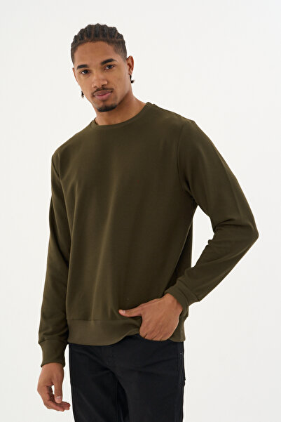 Superlife Süperlife Men's Gray Crew Neck Ribbed Regular Fit Sweatshirt Spr26Swk930