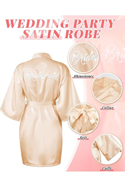 Jecery 10 Pcs Women's Kimono Robe Bridesmaids Wedding Robes with Rhinestones