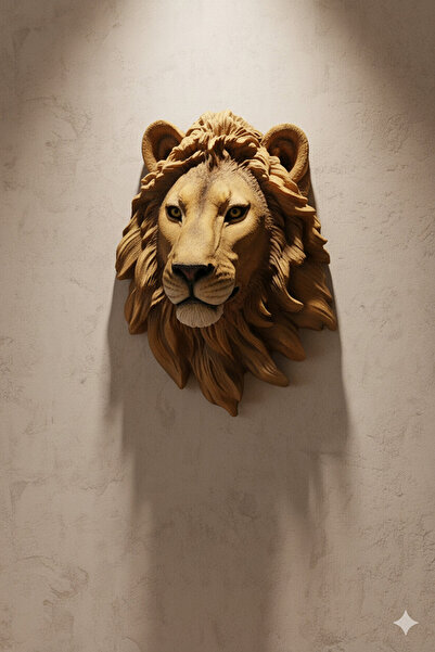 Dekoromi Dekoratif Aslan Kafası Duvar Panosu Biblo Duvar Tablosu 3D