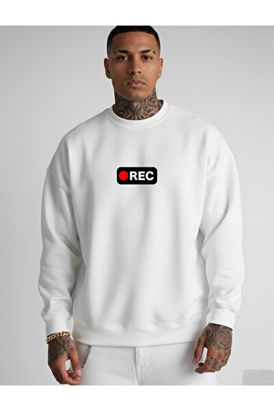 LORVEX Оверсайз унисекс суитшърт с качулка REC Print