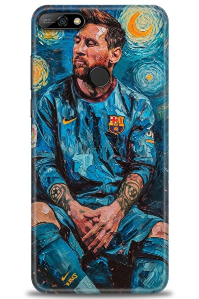 Rulet Aksesuar غطاء متوافق مع هاتف هواوي Y7 2018 HD مطبوع - غطاء سيليكون مصمم...