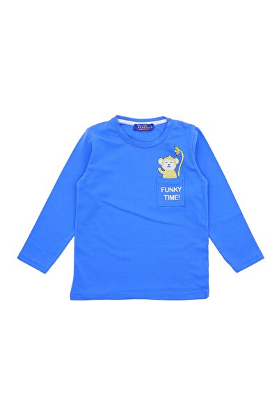 Atabay Kids Atabay 83-10-25 Men's Bluz with Pockets Funky Time Printed 36/1 Single Jersey 1/4 Year Old