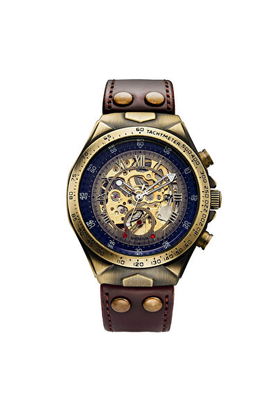 Shenhua Ceas bărbătesc mecanic automat, vintage, clasic, din piele