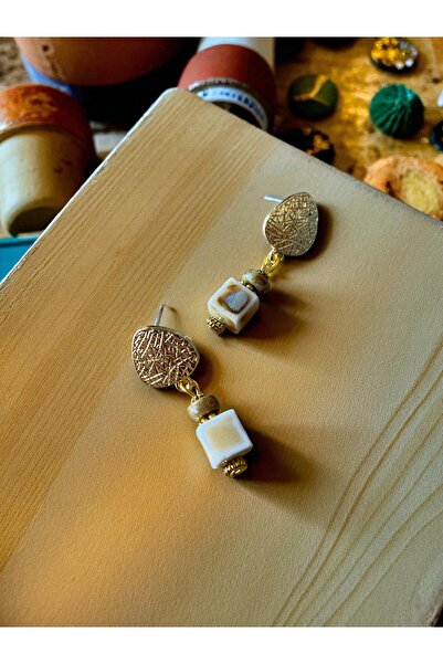 dela otantik Ceramic Beaded Women's Earrings – Handmade Bohemian Dangle Earrings - Colorful Authentic Bijouterie Jewelry