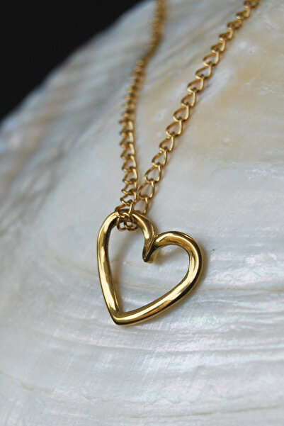 Rua Jewelry Çelik Italyan Klasik Zincir Kalp Kolye Altın Renk | Kararmaz , Unisex , 2 Yıl Garantili