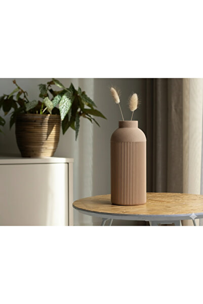 Kafs Store Nude Renk Modern Dekoratif Vazo | Minimal Dokulu Tasarım –