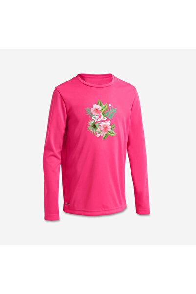Decathlon Children's Slim Fit Long Sleeve Uv Protection T-Shirt - Pink - Patterned - 100
