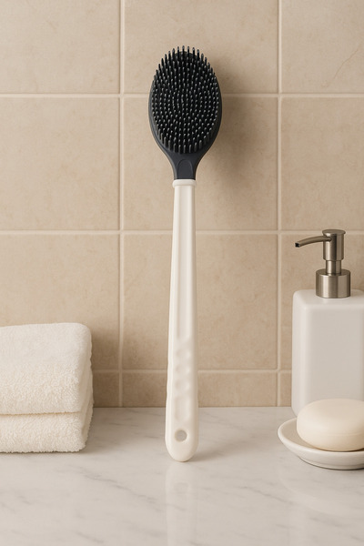 CEZVE HOME فرشاة تدليك الظهر ذات المقبض الطويل فعالة على الوجهين، إسفنجة حمام...