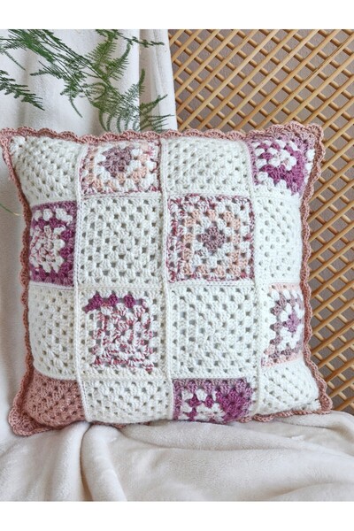 Pamuk Atölye Hand Knitted Motif Throw Pillow 40*40