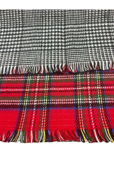 Hayalet Double-Sided Different Pattern Soft Textured Checkered Winter Scarf Women's Shawl