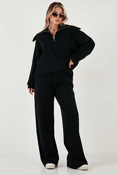 Lela Βαμβακερό oversized Fit Μισό φερμουάρ Πλεκτό Μακρυμάνικο Σετ Πλεκτό ΣΕΤ 68351218